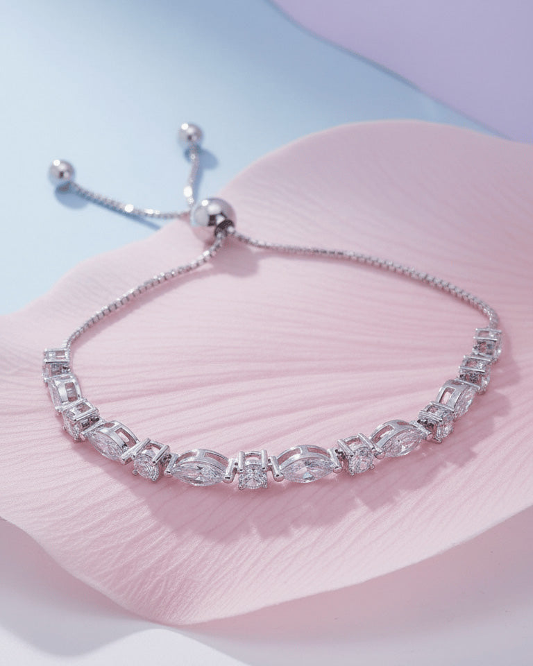 marquise and round shapes adjustable length bracelet.