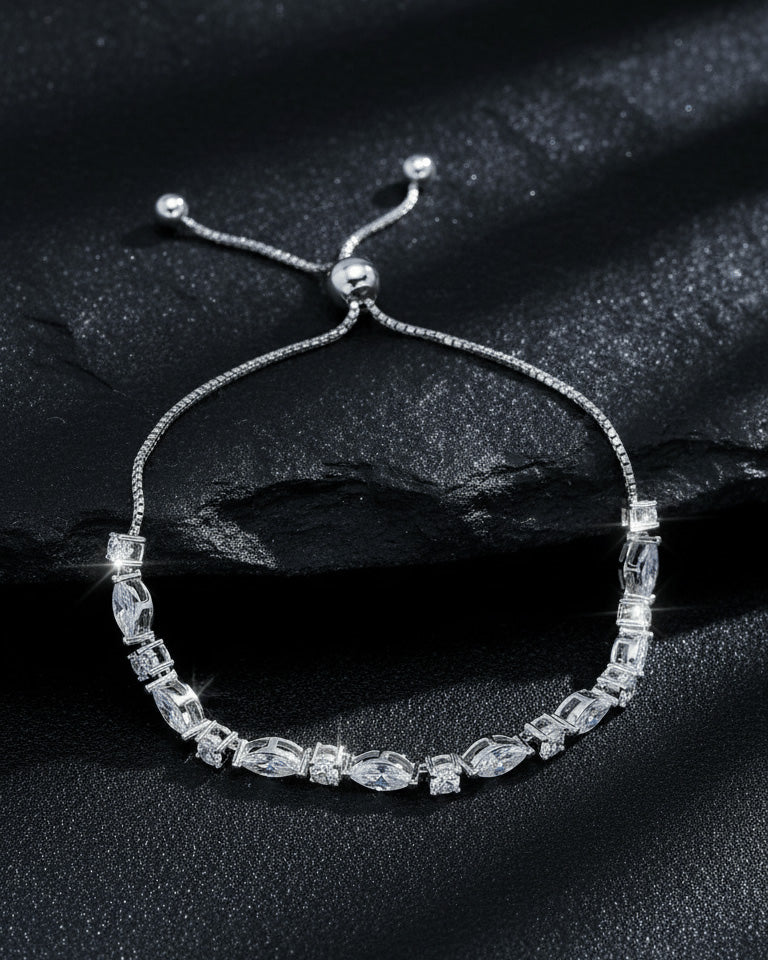 marquise and round shapes adjustable length bracelet.