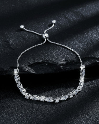 marquise and round shapes adjustable length bracelet.