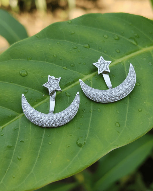 back to front star and crescent earrings.