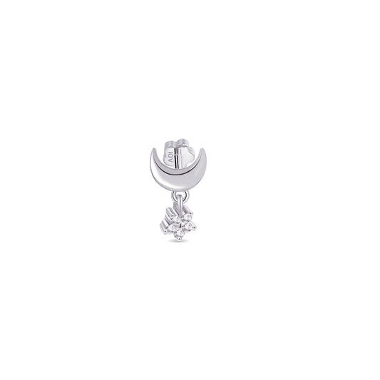 flatback piercing crescent with cluster setting dangling part.