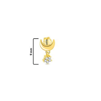 flatback piercing crescent with cluster setting dangling part.