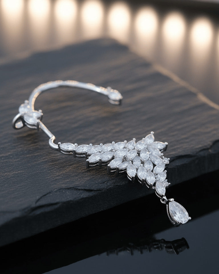 Luxury ear jacket style marquise and pear shape earring.