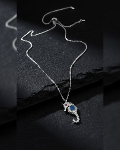 Sea horse adjustable length necklace.