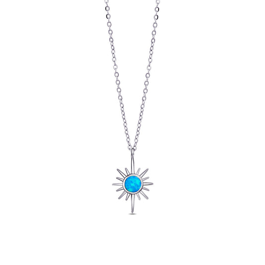 star shape necklace with round opal stone.