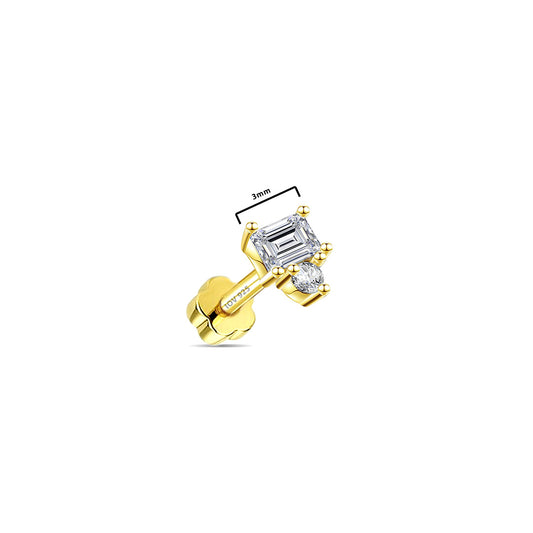rectangular and round stone flat-back earring.