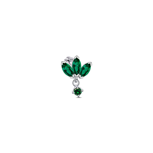 lotus shape emerald color marquise stones flatback earring.