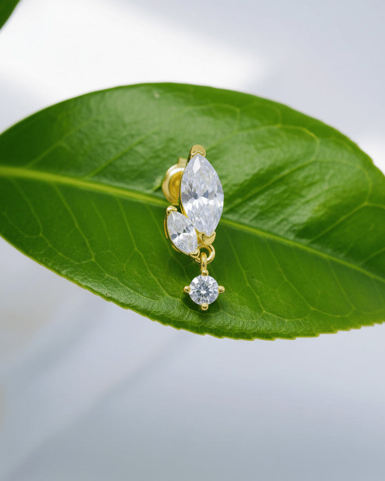 two marquise Stones with dangling smaller round stone stud earring.