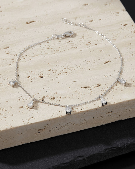 round and pear shape dangling anklet.