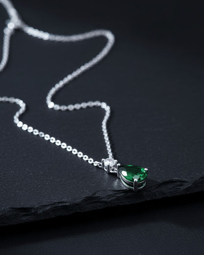 round and tear drop CZ shapes necklace.