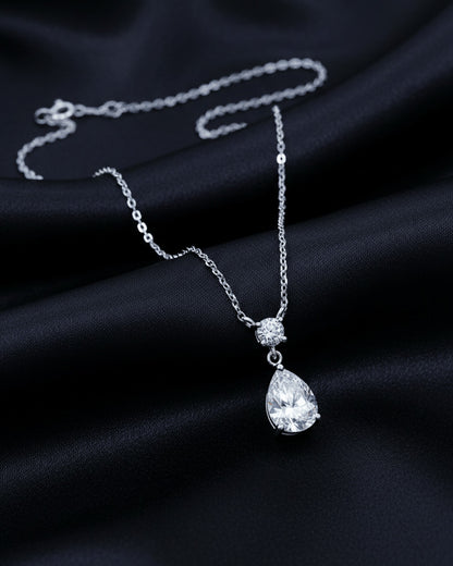 round and tear drop CZ shapes necklace.