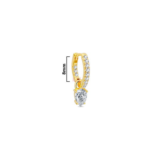 hoop earrings with removable pear shaped stone.