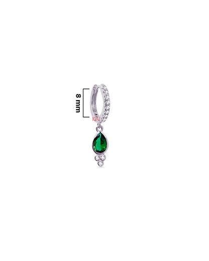 dangling emerald color pear shape hoops earrings