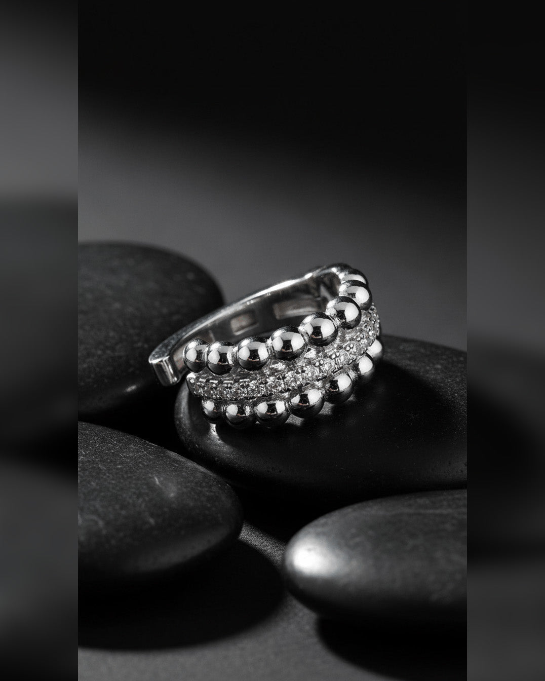 beads and round CZ luxury clip-on earcuff.