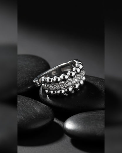 beads and round CZ luxury clip-on earcuff.