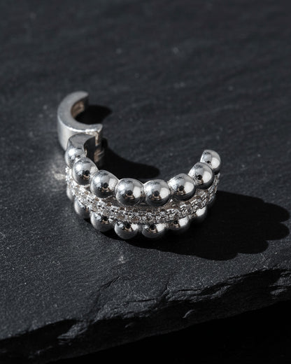 beads and round CZ luxury clip-on earcuff.