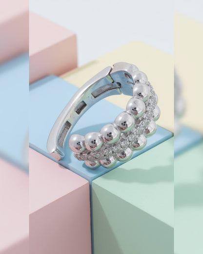 beads and round CZ luxury clip-on earcuff.