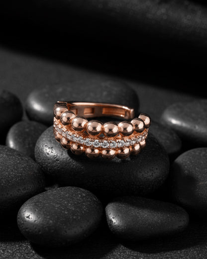 beads and round CZ luxury clip-on earcuff.