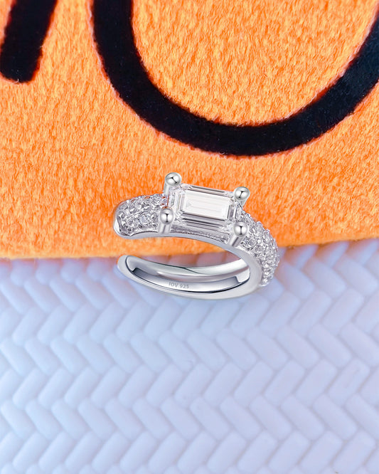 pave setting with emerald cut CZ stone earcuff.