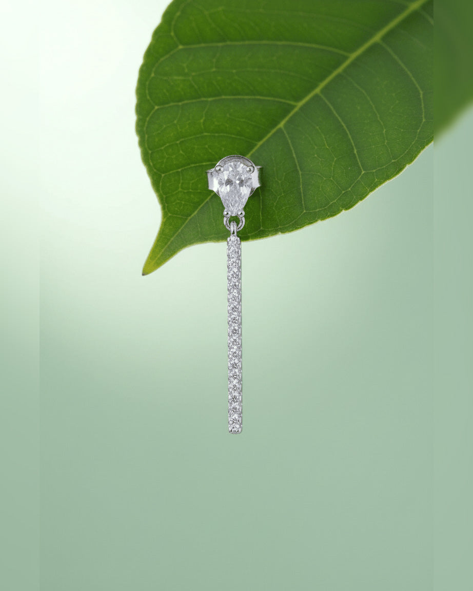 pear shape with a dangling bar stud earring.