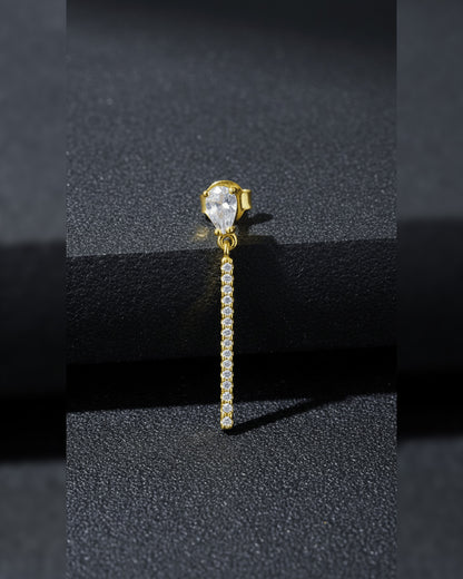 pear shape with a dangling bar stud earring.