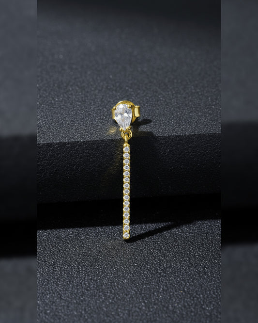 pear shape with a dangling bar stud earring.