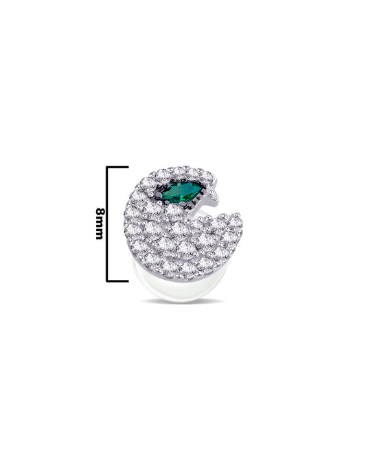 CZ pacman shape stud earring.