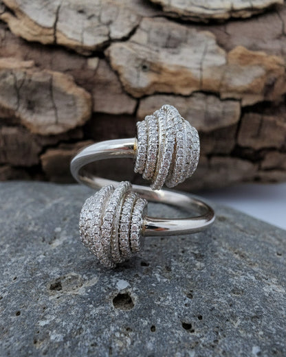 CZ luxury open adjustable size ring.