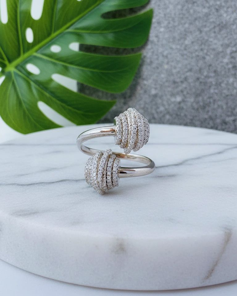 CZ luxury open adjustable size ring.