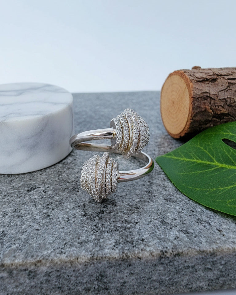 CZ luxury open adjustable size ring.