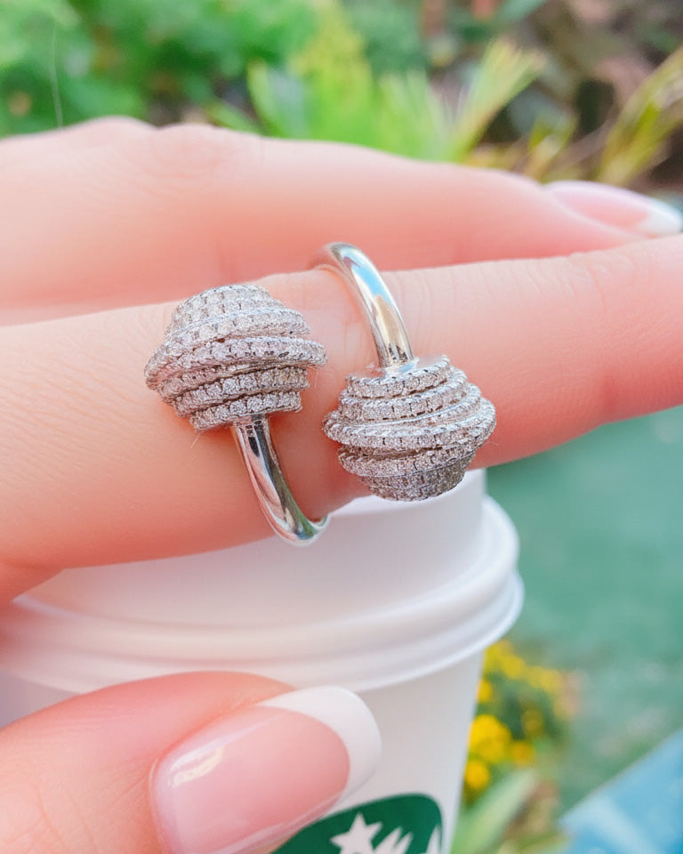 CZ luxury open adjustable size ring.