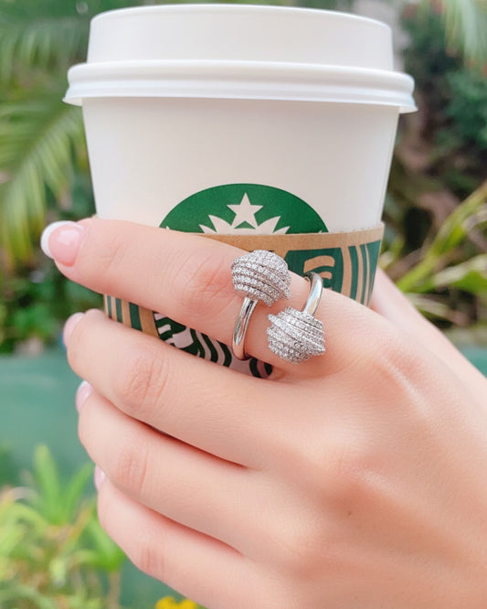 CZ luxury open adjustable size ring.