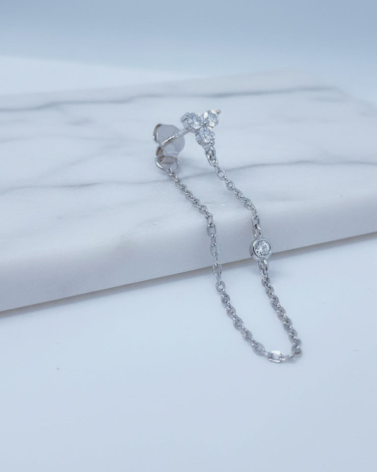 Cluster of three stones back to front earring.