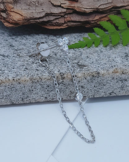 Cluster of three stones back to front earring.