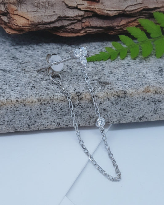 Cluster of three stones back to front earring.