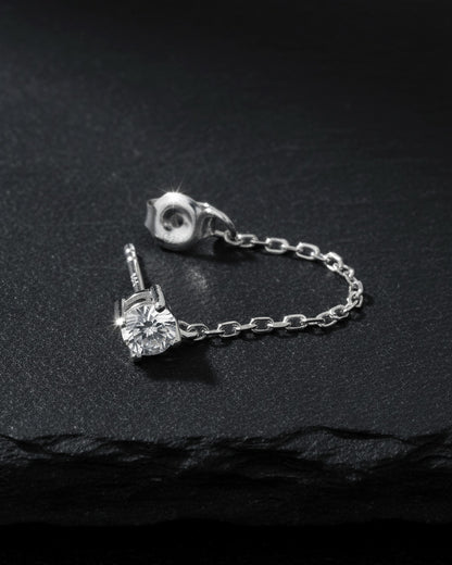single stud CZ stone with back dangling chain.
