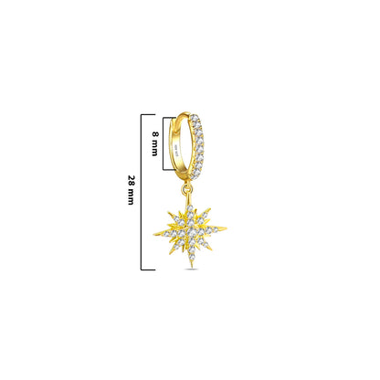dangling beaming star shape hoop earring.