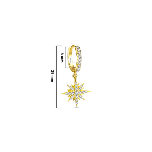 dangling beaming star shape hoop earring.