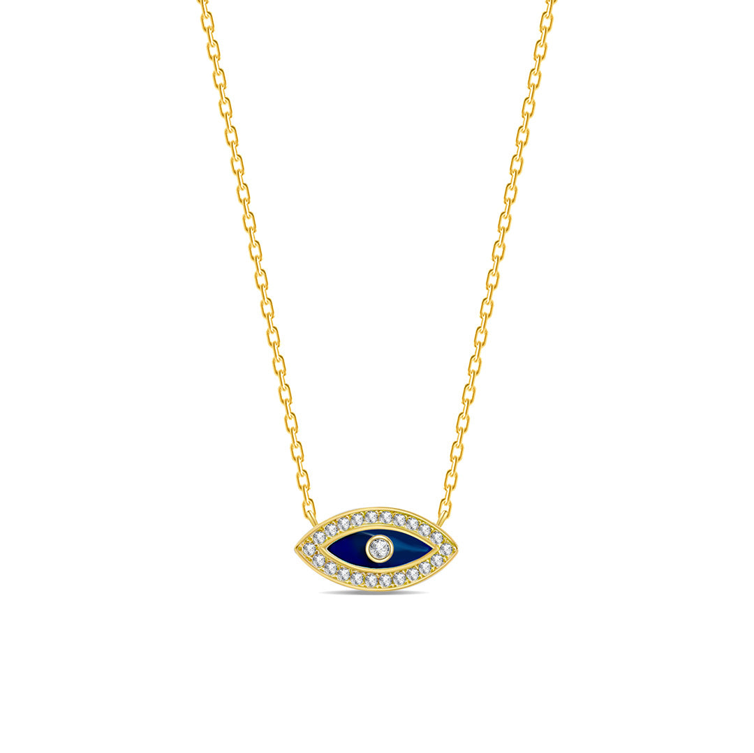 sterling silver enamel gold plated eye necklace.