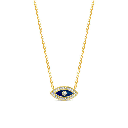 sterling silver enamel gold plated eye necklace.