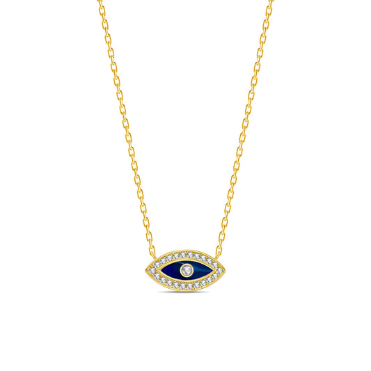 sterling silver enamel gold plated eye necklace.