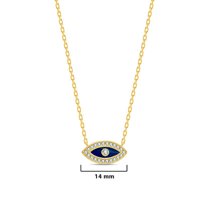 sterling silver enamel gold plated eye necklace.