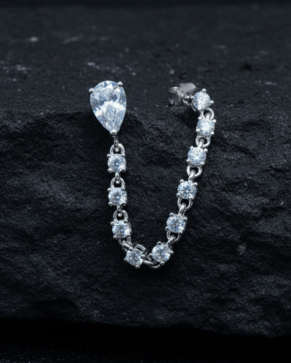 CZ pear and round stones double stud earring.