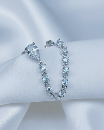 CZ pear and round stones double stud earring.