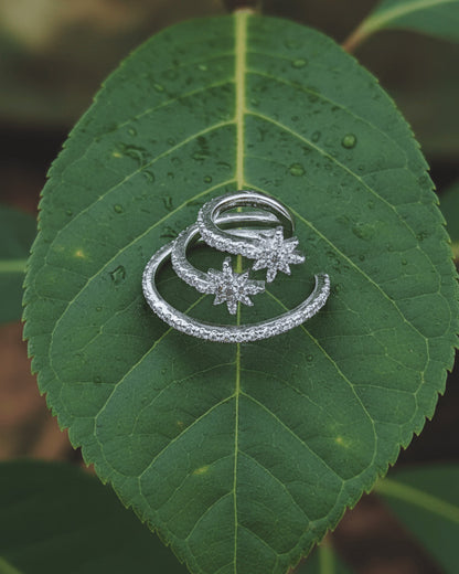 CZ three lines and two stars earcuff.