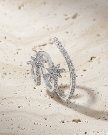 CZ three lines and two stars earcuff.