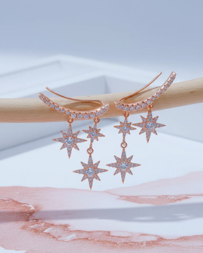 dangling stars climber earrings.