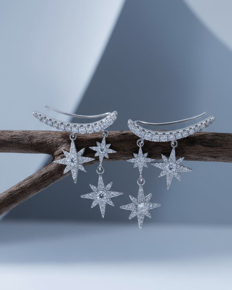 dangling stars climber earrings.