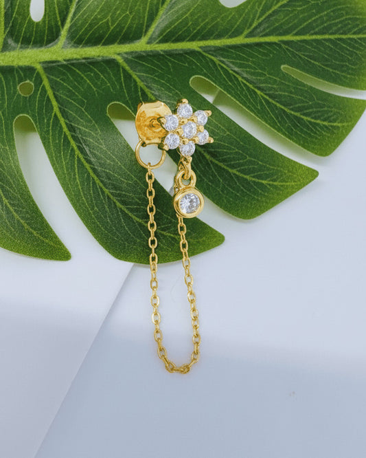 back to fron chain earring of flower cluster shape.