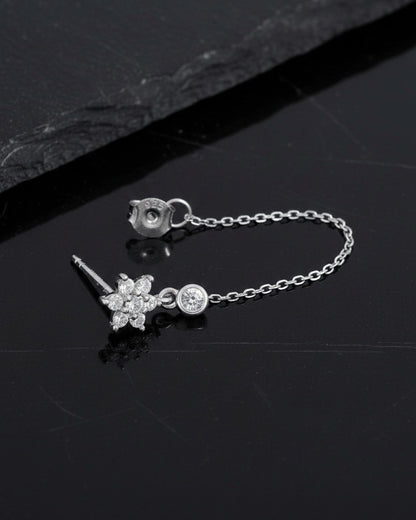back to fron chain earring of flower cluster shape.